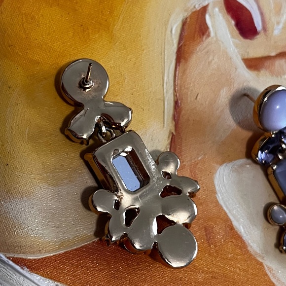 Earrings purple rhinestone - Picture 3 of 3